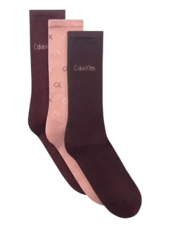 Lot de 3 paires de chaussettes hautes bordeaux unies à monogrammes