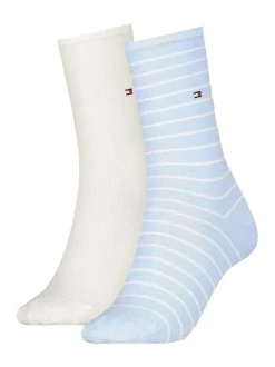 Lot de 2 paires de chaussettes hautes en coton mélangé beiges rayées