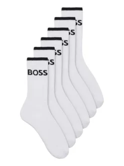 Lot de 6 paires de chaussettes hautes en coton mélangé blanches unies mi-hautes