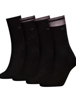 Lot de 4 paires de chaussettes hautes en coton mélangé noires avec liseré