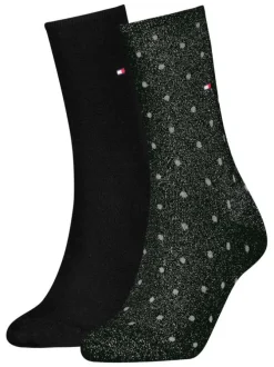 Lot de 2 paires de chaussettes hautes en coton mélangé noires avec logos brodés