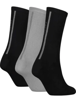 Lot de 3 paires de chaussettes hautes en coton mélangé noires et grises unies