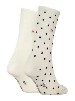 Lot de 2 paires de chaussettes hautes grises à paillettes et à pois