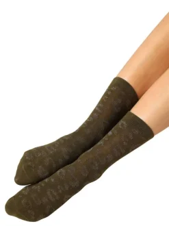 Lot de 3 paires de chaussettes hautes kaki incrustées de fils lurex