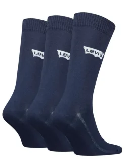 Lot de 3 paires de chaussettes hautes marine unies en coton à coupe haute