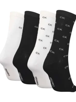 Lot de 4 paires de chaussettes hautes noires et blanches unies
