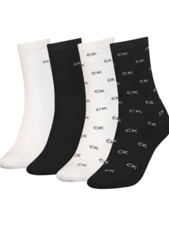Lot de 4 paires de chaussettes hautes noires et blanches unies