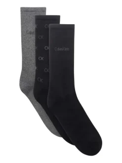 Lot de 3 paires de chaussettes hautes noires unies avec marque sur le haut