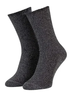 Lot de 2 paires de chaussettes hautes noires unies coupe haute