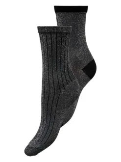 Lot de 2 paires de chaussettes mi-hautes anthracite en lurex