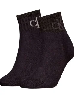 Lot de 2 paires de chaussettes mi-hautes en coton mélangé noires unies
