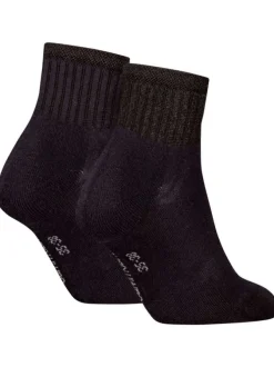 Lot de 2 paires de chaussettes mi-hautes en coton mélangé noires unies