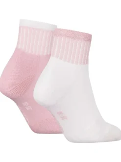 Lot de 2 paires de chaussettes mi-hautes en coton mélangé roses avec logo