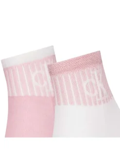 Lot de 2 paires de chaussettes mi-hautes en coton mélangé roses avec logo