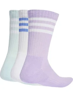 Lot de 3 paires de chaussettes mi-hautes multicolores unies 3 bandes