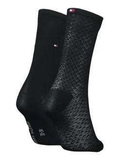 Lot de 2 paires de chaussettes noires unies avec une coupe haute