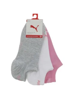 Lot de 3 paires de socquettes tricolores unies avec le logo de la marque