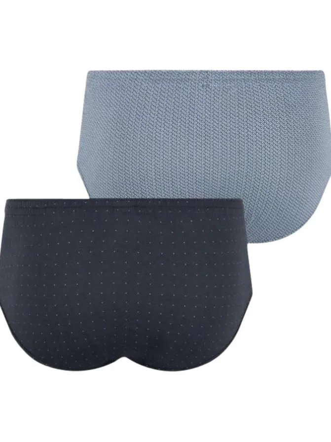 Lot de 2 slips en coton bicolore à motifs taille haute à taille élastiquée