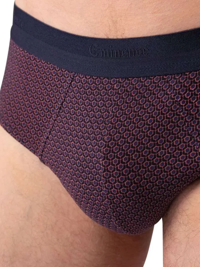 Lot de 3 slips en coton bicolores à motifs avec le nom de la marque