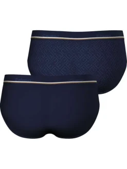 Lot de 2 slips en coton bleus marine avec un imprimé monogrammes