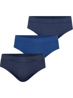Lot de 3 slips en coton bleus à motifs pourvus d'une taille basse