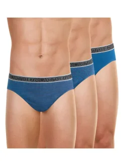 Lot de 3 slips en coton marine unis à coupe fermée et taille élastiquée