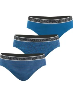 Lot de 3 slips en coton marine unis à coupe fermée et taille élastiquée