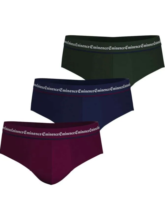 Lot de 3 slips en coton multicolores unis à coupe fermée et à taille élastiquée