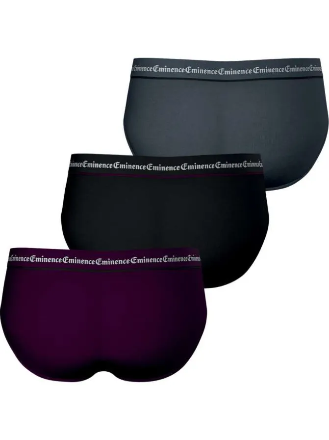 Lot de 3 slips en coton multicolores unis pourvus d'une taille élastiquée