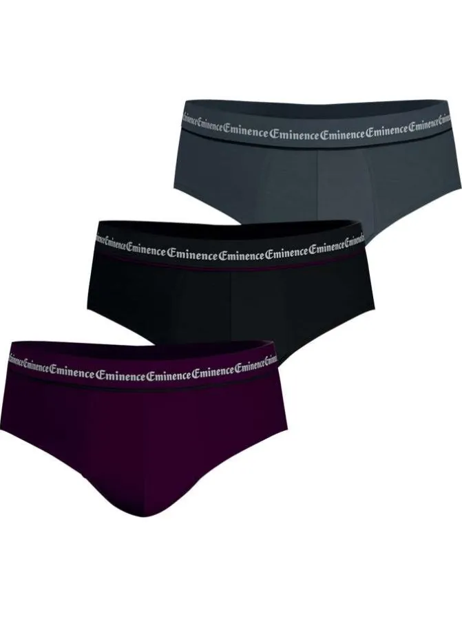 Lot de 3 slips en coton multicolores unis pourvus d'une taille élastiquée