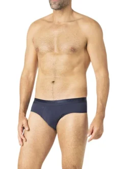 Lot de 3 slips en coton multicolores unis pourvus du nom de la marque imprimé