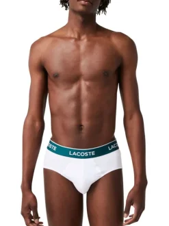 Lot de 3 slips en coton multicolore uni avec ceinture noire, verte et grise