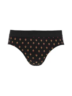 Lot de 2 slips en coton noir imprimé géométrique avec une coupe fermée