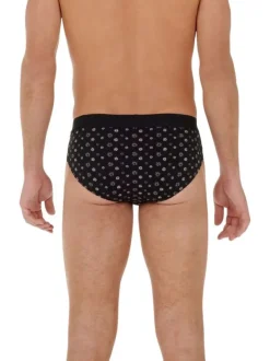 Lot de 2 slips en coton noir imprimé pâquerettes avec une coupe ouverte