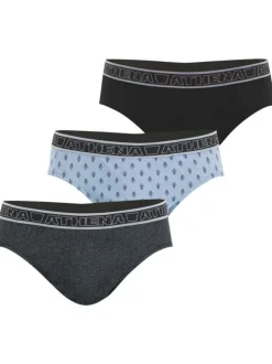 Lot de 3 slips en coton noir imprimés à coupe fermée et taille élastiquée