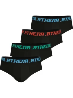 Lot de 4 slips en coton noirs pourvus du logo de la marque sur la ceinture