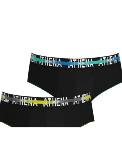 Lot de 3 slips en coton noirs unis avec une coupe fermée et taille au nom de la marque