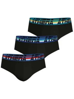Lot de 3 slips en coton noirs unis à coupe fermée et taille élastiquée