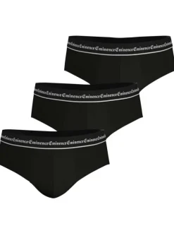 Lot de 3 slips en coton noirs unis à coupe fermée et une taille élastiquée