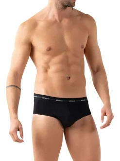 Lot de 3 slips en coton noirs unis pourvus d'une taille élastiquée