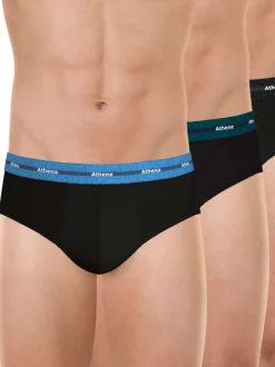 Lot de 3 slips en coton noirs unis pourvus d'une taille élastiquée
