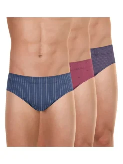 Lot de 3 slips en coton tricolore à imprimé et avec une coupe fermée