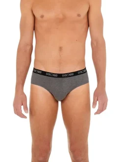 Lot de 3 slips en coton tricolores à coupe fermée et à ceinture noire