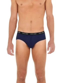 Lot de 3 slips en coton tricolores à coupe fermée et à ceinture noire