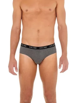 Lot de 3 slips en coton tricolores à coupe fermée et à ceinture noire