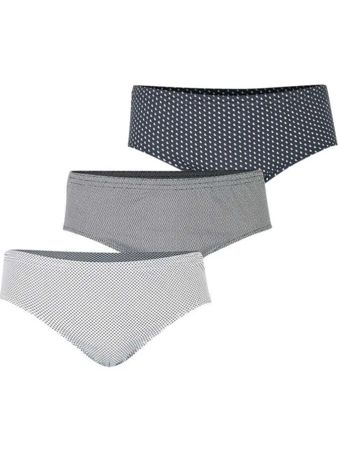 Lot de 3 slips en coton tricolores à taille haute avec des minis motifs imprimés
