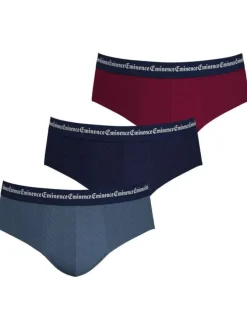Lot de 3 Slips fermés en coton stretch bordeaux et marine à taille élastiquée