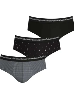 Lot de 3 Slips fermés en coton stretch noir et gris à taille élastiquée