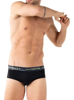 Lot de 3 slips noirs unis pourvus du nom de la marque imprimé