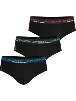 Lot de 3 slips noirs unis pourvus du nom de la marque imprimé
